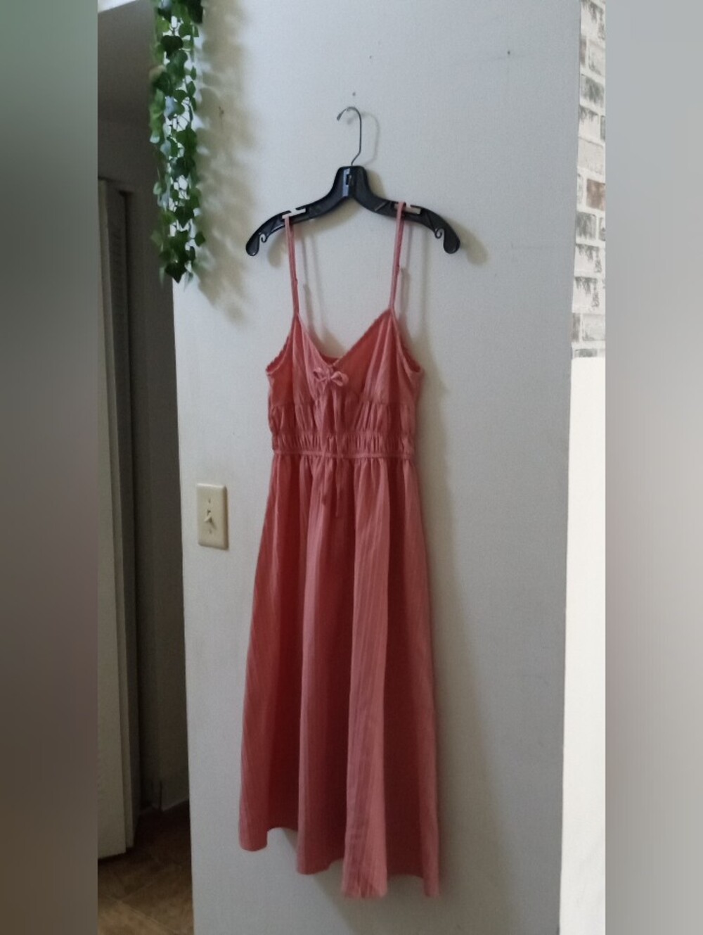 SHEIN Coral Pink Midi Dress with Spaghetti Straps